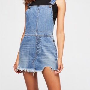 Free People Denim Torn Up Jumper Overall Dress